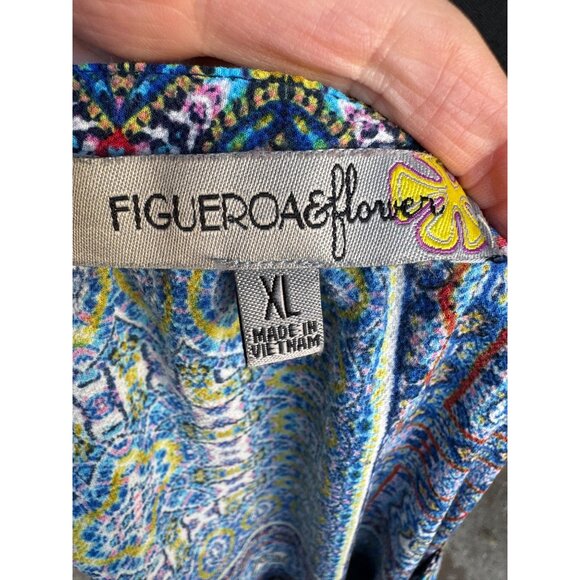 Anthropologie Figueroa Flower XL Paisley Tunic Semi Sheer Blue Boho Peasant Top - Picture 5 of 11